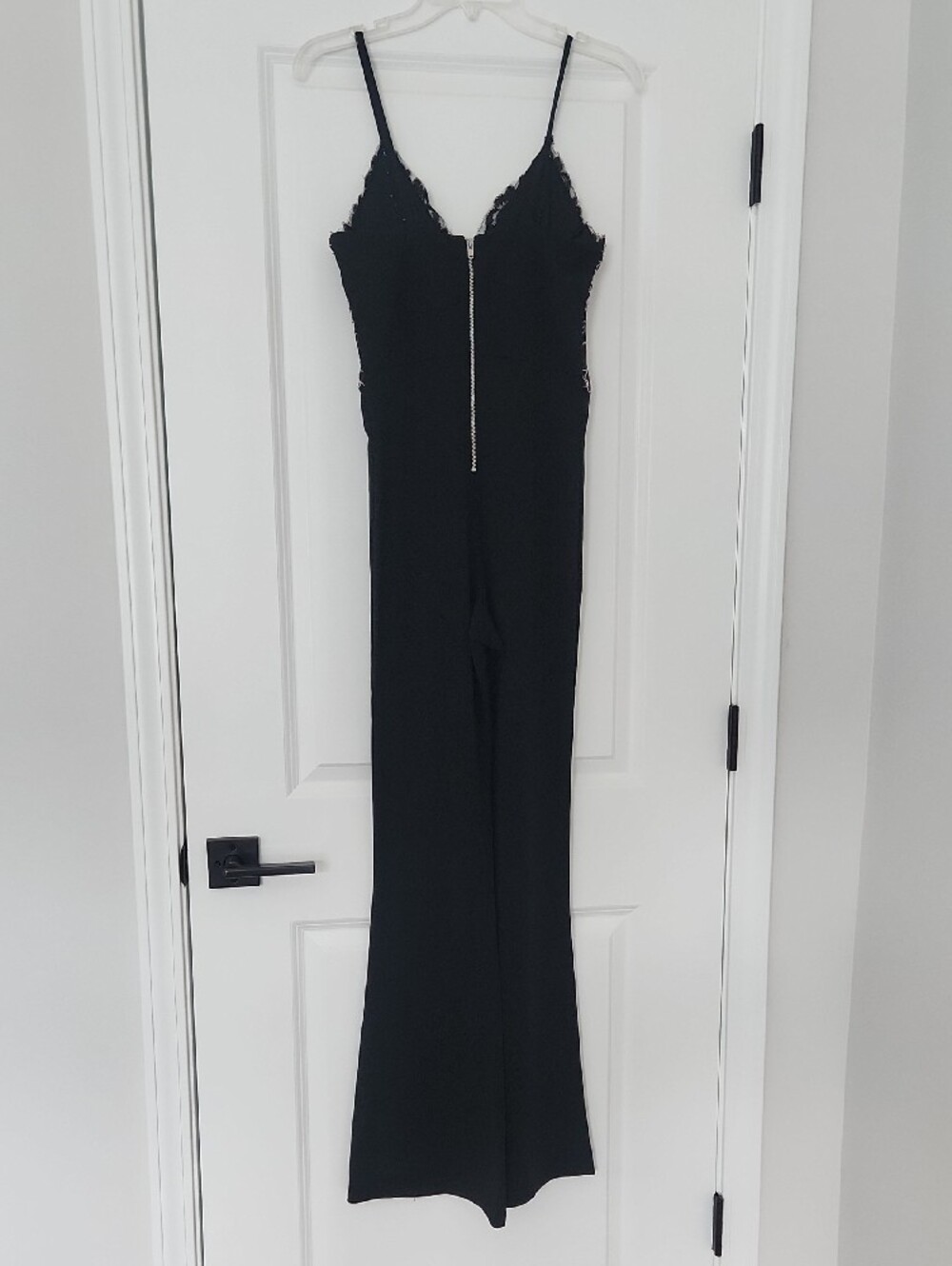 Black Lace Bodice Flared Jumpsuit, River Island - Picture 4 of 10